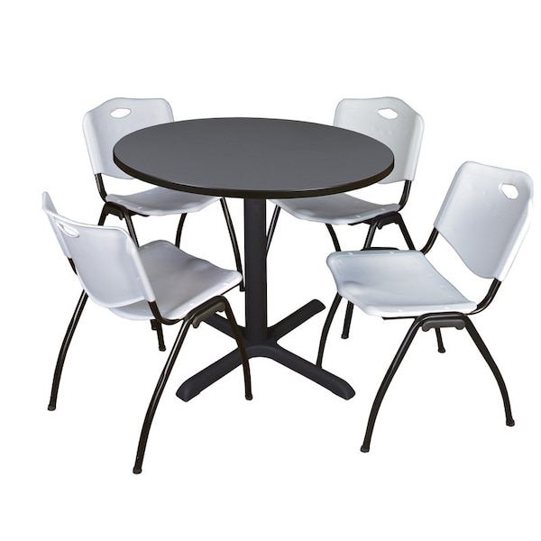 Cain Cain Round Table & Chair Set, Wood, Metal, Plastic Top, Grey TB42RNDGY47GY - main
